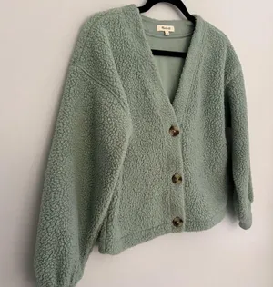 Madewell (RE)sourced Fleece Crop Cardigan Mint Green thumbnail 3