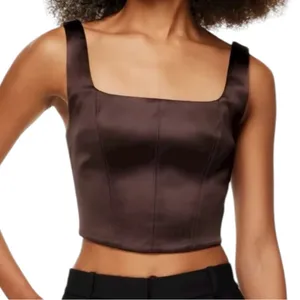 Aritzia Ten by Babaton S Dark Chocolate Brown Elevate Square Neck Bustier Top thumbnail 1
