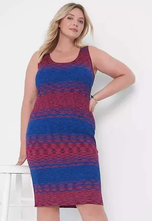 Lane Bryant Sleeveless Scoop Neck Space Dye Sweater Dress Purple Blue 14/16‎ thumbnail 1