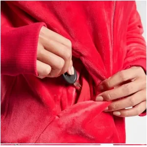 ATHLETA‎ Women's Zip-Up Hoodie Hibiscus Red Heavy Weight size medium thumbnail 6