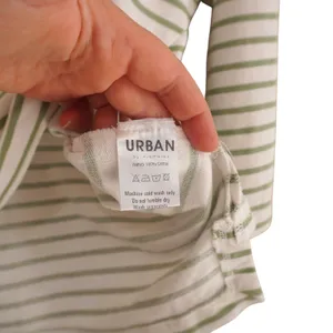 Urban by Alembika Jagger Stripe Top Sage Green White Striped Square Neck Cotton‎ thumbnail 9