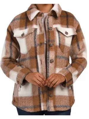 EUC AVEC Les Filles Plaid Shacket Size XS thumbnail 1