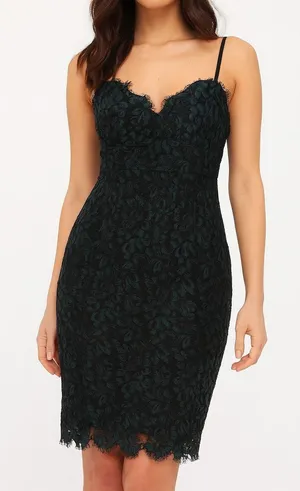 Eliza J Sweetheart Neckline Lace Mini Dress Green Black 2 thumbnail 1