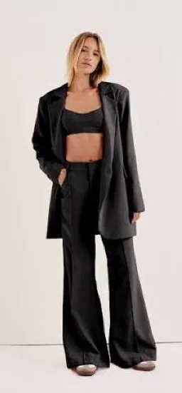 For Love & Lemons Shannon Wide Leg Trouser Pants Black S thumbnail 1