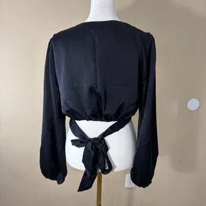 Abercrombie Fitch Top Women Surplice Faux Wrap VNeck Ballerina Satin Sz M Sexy thumbnail 7