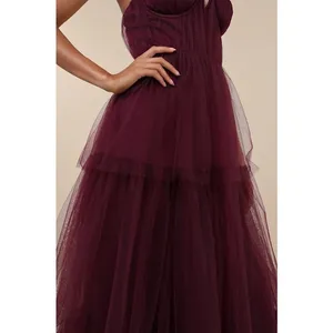 Lulus Unforgettable Poise Maxi Dress Women's XS Plum Purple Tulle Tiered NWT thumbnail 4