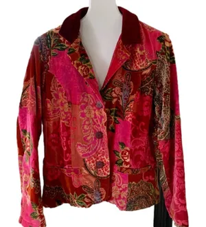 COLDWATER CREEK Red & Pink Jacket Feels Like Velvet thumbnail 1