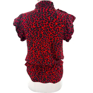 Zadig‎ & Voltaire Tibo Print Leo Ruffle Leopard Cheetah Top red XS thumbnail 3