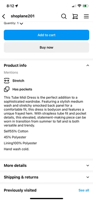 Lane201 Denim Tube Midi Dress thumbnail 6