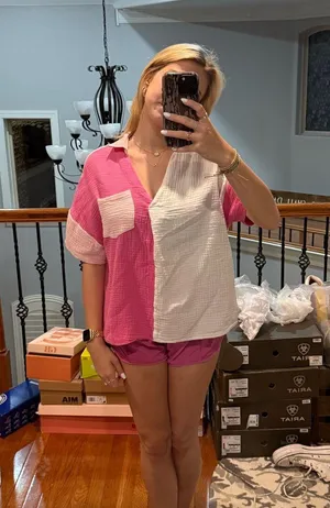 pink linen top Size M thumbnail 1