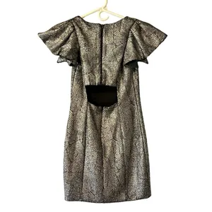 Mustard Seed Dress‎ Mini Short Shimmer Silver Size Small S thumbnail 2