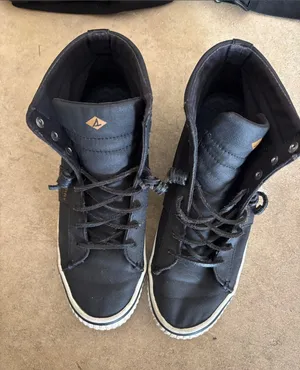 Sperry Womens Black High-Top Canvas Sneakers with White Trim thumbnail 1