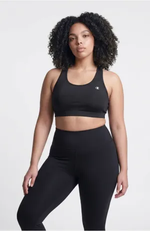 Champion Double Dry Black Racerback Sports Bra Size Large thumbnail 1