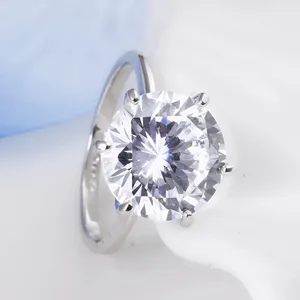 Single Solitaire Real 925 Silver 5ct Diamond Ring thumbnail 4