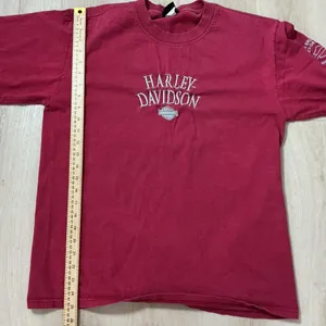 Harley Davidson Motorcycles Embroidered Red Cotton T Shirt Women's Biker‎ Grunge thumbnail 7