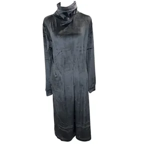 Softies NWT Feather Velour Funnel Neck Lounge Dress‎ Black Size Large thumbnail 2