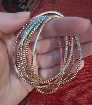 Guess colorful rhinestone gold stretchy bracelets thumbnail 1