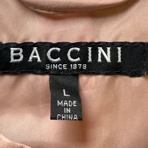 Baccini Blush Pink Faux Leather‎ Peplum Jacket Mandarin Collar Size L thumbnail 3