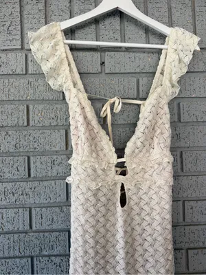 NWT Meshki Ezra Knit Maxi Dress Cutout Bodycon Dress Size XL Ivory thumbnail 6