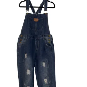 Relaxed Dark Blue Denim Overalls for Women thumbnail 3