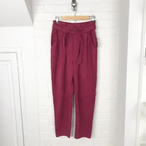 Free People NWT Nightfall Vegan Suede Paperbag Waist Cropped Pants Size 2 thumbnail 3