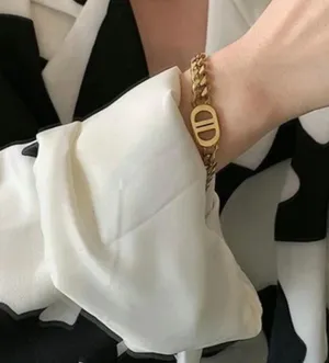 Stainless steel gold tone chunky bracelet nwt thumbnail 3
