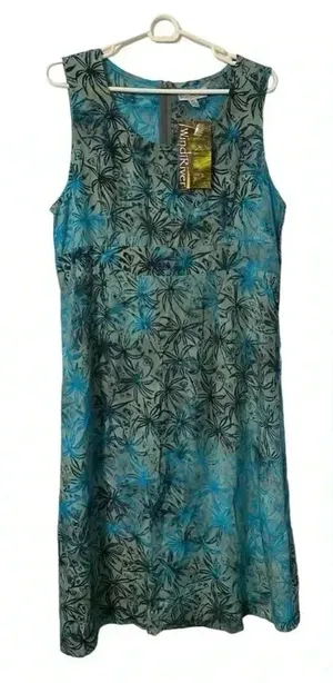 Sleeveless‎ Tank Teal Black Olive Green Floral Dress XL *NWT* thumbnail 1