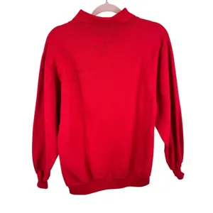 Giorgio Vintage 80s Cotton Blend Red Collared Embroidered Sweatshirt‎ Women's L thumbnail 2