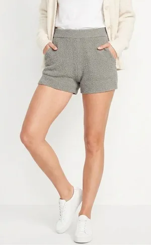 Free People FP Beach Gray Knit Lounge Shorts‎ Women’s Size Large Cozy Ribbed thumbnail 1