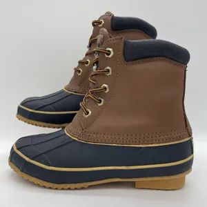 Polar Edge Womens‎ 6 Duck Boots Laced Navy Tan Upper Thermolite Insulation Steel thumbnail 1