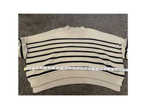 COMMENSE Crew Neck Sweater Off White Black Medium thumbnail 9