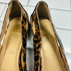 Stuart weitzman chitchat leopard printed‎ ballets flats open toe 8M thumbnail 4