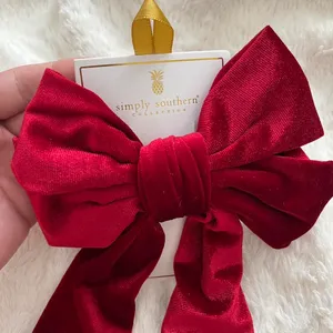 NEW Simply Southern Large Red Velvet Hair Bow Christmas Holiday Bow NWT thumbnail 2