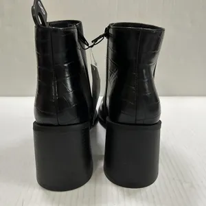 Time And Tru Boots Womens Size 8 Black Croc Ankle Zip Block Heel Square Toe NWT thumbnail 5