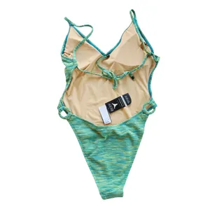 Cotton On Body NWT Strapy One Piece Brazilian Swimsuit Green Blue Space Dye M thumbnail 6