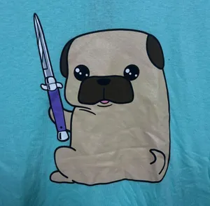 Pug with a switchblade T-shirt size 2XL thumbnail 2
