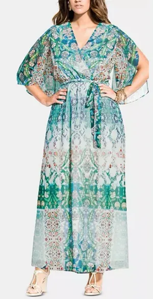 CITY CHIC Maxi Dress Womens 18 Rhinestone Boho Floral Party Wedding Date Church thumbnail 1