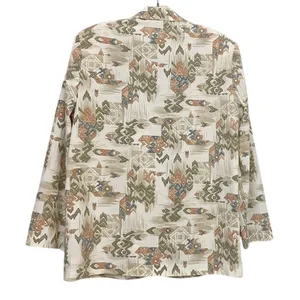Alfred Dunner‎ Vintage Southwestern Geometric Print Blazer Tan Green Small USA thumbnail 5