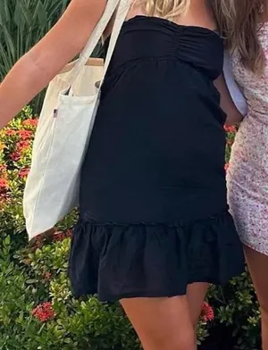 Boutique black strapless dress thumbnail 1