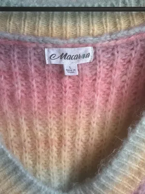 Beginning Boutique Rainbow Colorful Knit V-Neck Sweater thumbnail 6