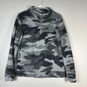 Weekending Sherpa Pullover Womens Small Black Gray‎ 1/2 Zip Warm Long Sleeve thumbnail 1
