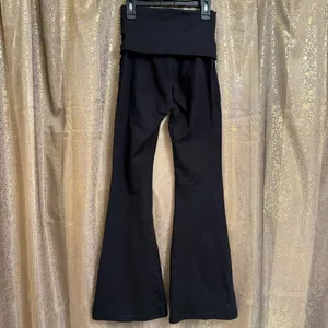 Aerie The Hugger Black Foldover Hi Rise Flare Leggings XS thumbnail 2