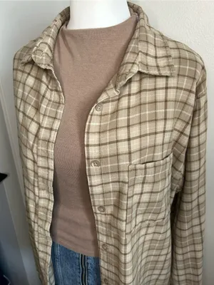 Cotton On Women's Oversized Plaid Brushed Flannel Button Down Shirt thumbnail 2