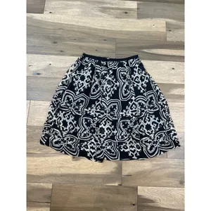 J.Crew Silk Chiffon Midi Skirt Size 8 Black Cream Boho Print Lined thumbnail 3
