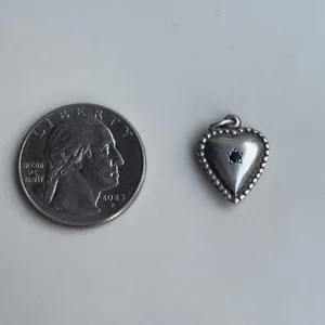 Vintage Rhinestone Star Heart Charm 925 Sterling Silver Unmarked thumbnail 2