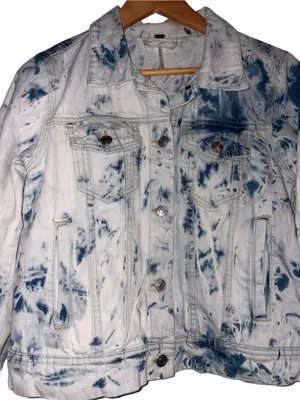 Free People Rumors Denim Jacket Jones Tie Dye Blue Small NWOT thumbnail 6