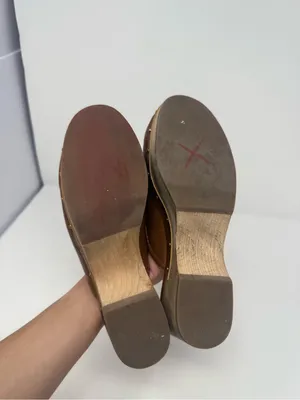 J Crew Brown Cognac Leather Clogs Size 6 thumbnail 6