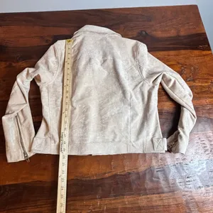 BLANKNYC Womens Tan Suede Moto Jacket Faux Leather Zip Up Size L‎ thumbnail 7