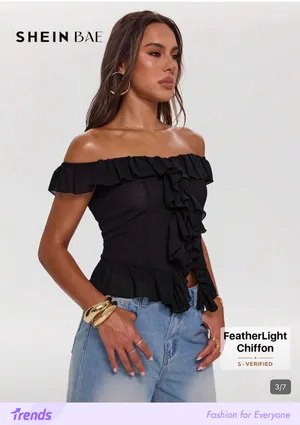 Shein Off-The-Shoulder Top Black thumbnail 4