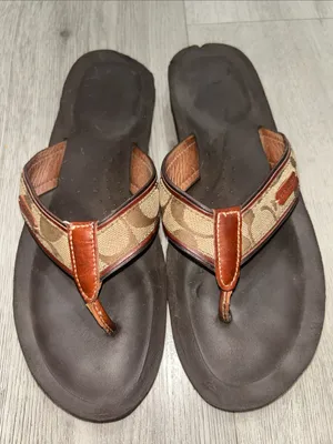 Coach "Juanita" Tan/Brown Flip-Flop Sandal (Style Q1787) Women’s size 10 thumbnail 1